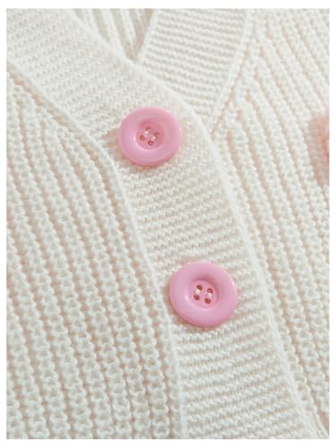 Image of BEAUDRM Women's Plus Size Bow Crop Sweater Cardigan V Neck Button Up Long Sleeve Cute Cardigans