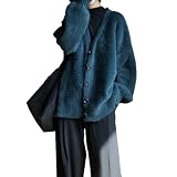[POGCZMKK] ニット カーディガン レディース セーター トップス 長袖 Ｖネック アウター カットソー ゆったり 体型カバー ふんわり モテ質感 モヘアタッチ 厚手 暖か通勤 ファッション 春 秋 冬