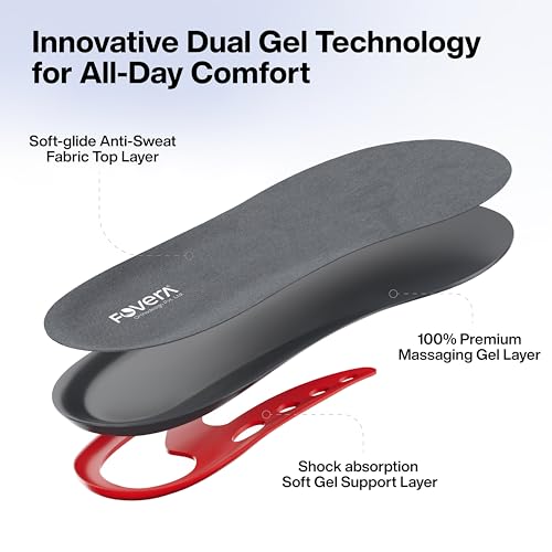 Image of FOVERA Gel Insole for Shoes Men | Dual Gel Technology for All Day Comfort | Trimmable Sole for Walking, Running, Sports, Formal and Safety Shoes (Male, Pack of 1 Pair)