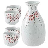PHENOFICE Japanisches Keramik-Sake-Set Mit Saki-Flasche Und Saki-tassen Für Tee Wein Und Heiße Getränke Traditioneller Kessel Und Becher Für Zuhause Und Restaurants