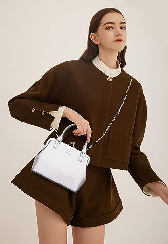 Image of GM LIKKIE Kiss Lock Purses and Handbags, Vintage PU Leather Clutch Purses for Women, Top Handle Evening Handbag