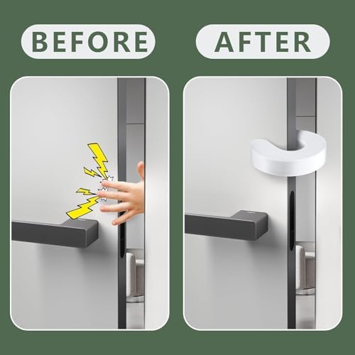 4pcs Wezxrauo Anti-Pinch Door Stopper with Finger Protection | Soft Foam Guard Cushion for Childproof Cabinet & Drawer | Home Safety Blocker for Nursery, Kids Room & Infant Proofing (White) — view 3