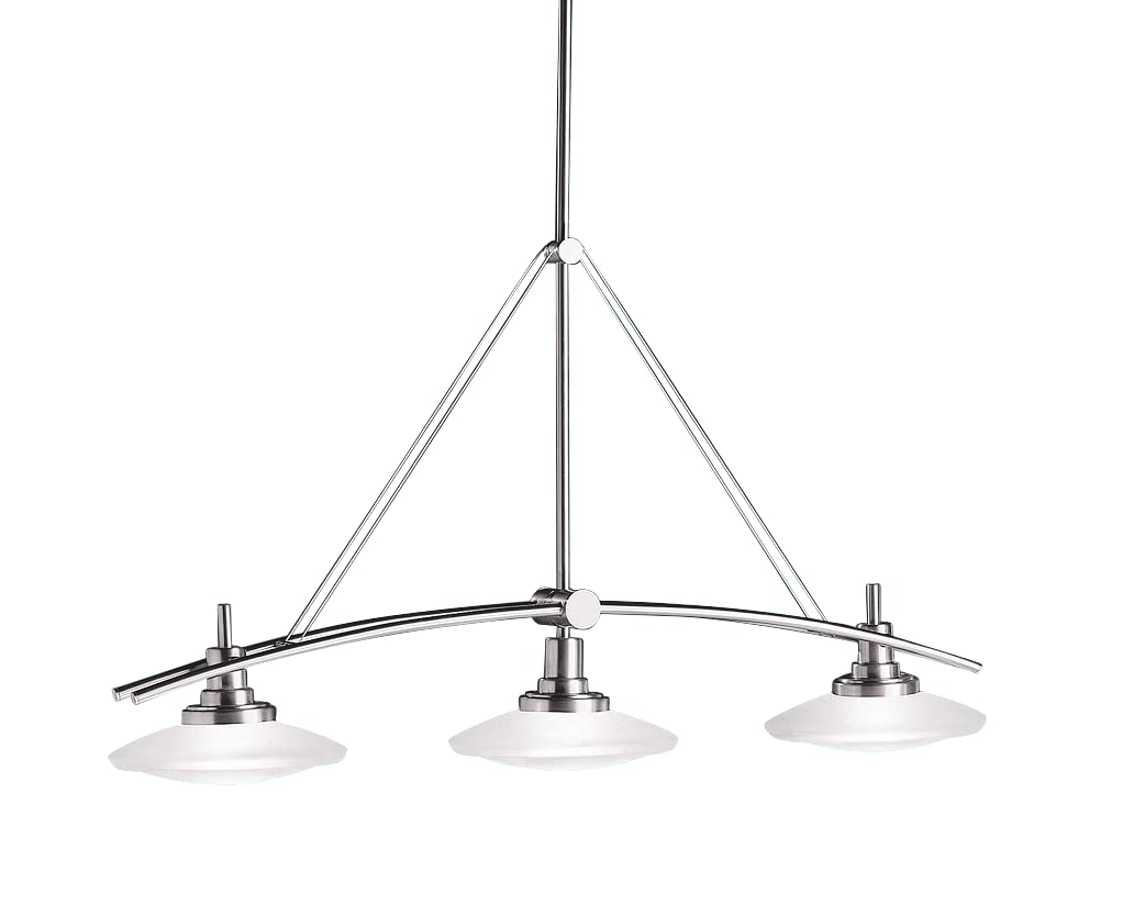 Kichler Structures 37" 3 Light Halogen Linear Chandelier with Satin Etched Glass in Brushed Nickel