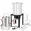 Lafati Outdoor Propane Turkey Fryer Set - 30QT & 10QT Pots with Steamers - High Temperature Resistant Coating Stove 54,000BTU High Output Burner & Various Accessories, Master the Art of Crispy, Juicy Turkey and Delicious Seafood