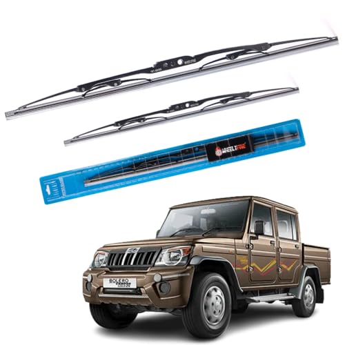 Image of Windshield Car Wiper Blades Metal Frame Water Repellant Cleaning Wiper Blades Refills Best for Mahindra Bolero Camper (2002 Onwards) Dr 16 inch /Pa 16 inch