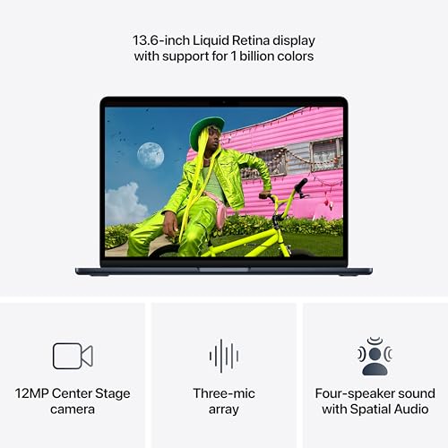 Image of Apple MacBook Air 13-inch Laptop with M5 chip: 13.6-inch Liquid Retina Display, 16GB Unified Memory, 512GB SSD; Midnight; Spanish Keyboard