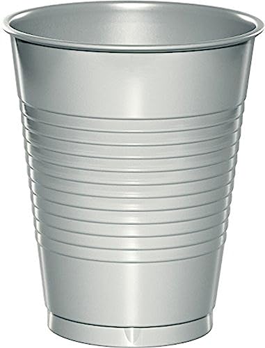 Creative Converting 28106081 20 Count Touch of Color Plastic Cups, 16 oz, Shimmering Silver