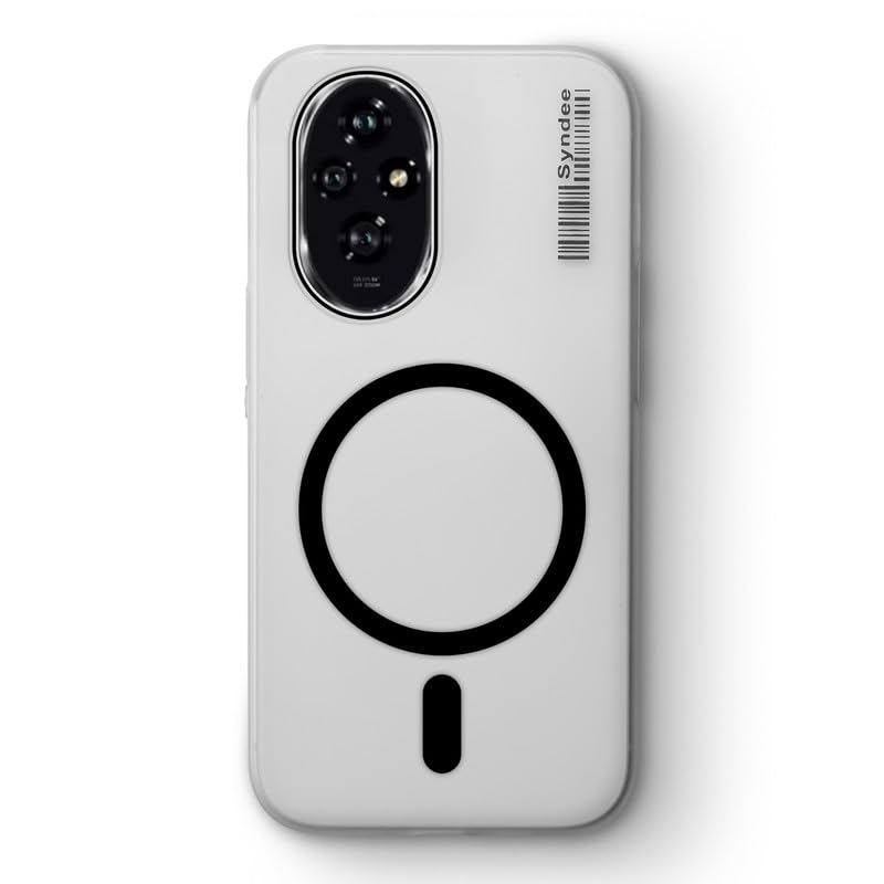 Image of Mr. Case Back Cover for Honor 200 5G Elegant Frosted White Translucent Back | Only Compatible with Wireless Magnetic Accessories | Anti-Scratch Shockproof Phone Case - Black
