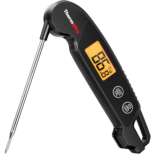 ThermoPro TP603B - Termómetro digital para barbacoa con sonda plegable, resistente al agua, termómetro para cocinar para ahumar, barbacoa, cocina