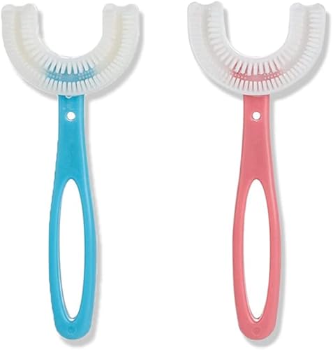 Vssgtir Paquete de 2 cepillos de dientes en forma de U para niños cepillo de dientes de entrenamiento manual cabezal de cepillo de silicona suave disponible en Yaxa Colombia