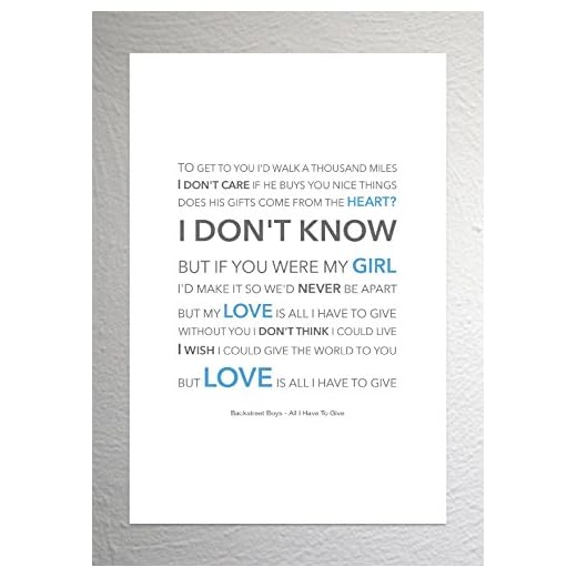 Backstreet Boys – All I Have To Give – Funky Lyric Art Print – Tamaño A4