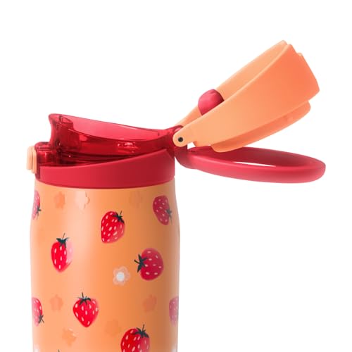 Image of Simple Modern Water Bottle with Straw & Handle | 24oz | Strawberries | Mesa Loop Insulated Water Bottle for School, Sports, Travel | Leak Proof, Stainless Steel | Strawberry Fields