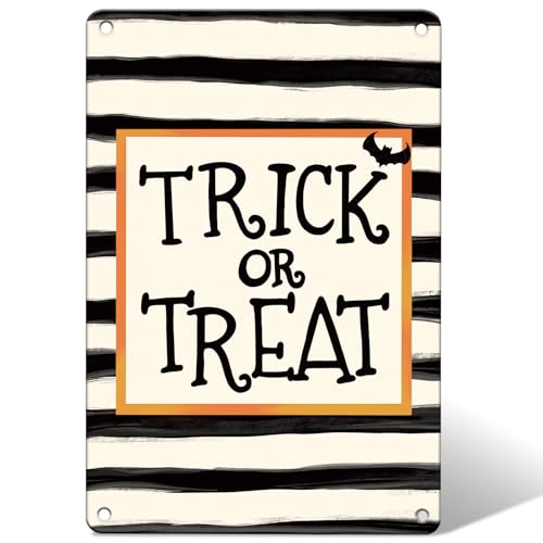 Halloween Decoration Metal Signs Trick or Treat Retro Fashion chic Tin Sign Garden Yard Outdoor Decoration 8 * 12 Inch