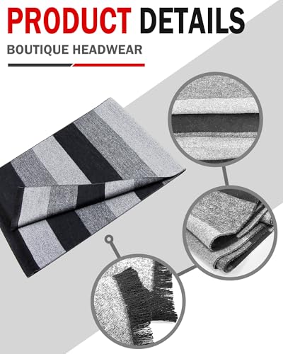 Blesky Men Costume Accessories Black And Grey Stripe Scarf Classic Knit Scarf For Men Women Halloween Cosplay Party Supplies thumb #3