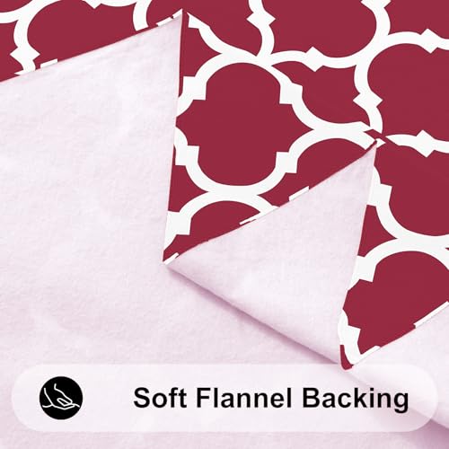 Image of Smiry Rectangle Table Cloth, Flannel Backed Vinyl Tablecloth, 52 inchx70 inch | Waterproof Plastic Tablecloths, Wipeable Table Cover for Dining, Indoor and Outdoor (Burgundy)