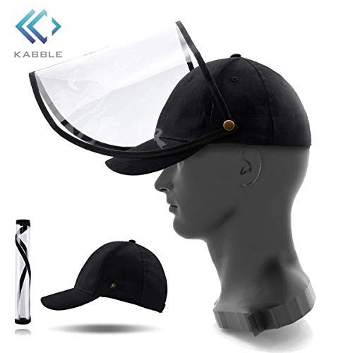 KABBLE Reusable Safety Full Face Shield, Transparent Hat Shield, Protective Facial Baseball Cap