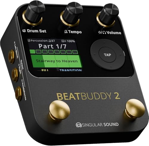 Singular Sound BeatBuddy Mini 2 Effektpedal (Drumbegleitung in Pedalform, 9 Drumsets, 24 Genres, 200+ Styles, Fusspedal Drum für Gitarre und Bass, einfache Bedienbarkeit, mit LED Anzeige)