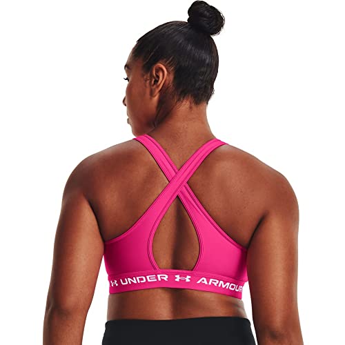 Under Armour Women's Crossback Mid Impact Sports Bra , Electro Pink (695)/Club Purple , Small #TOP13