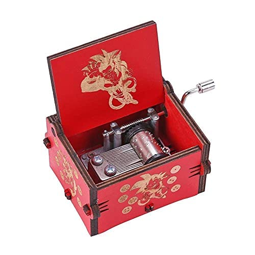 Eitheo Wooden Antique Carved Hand Crank Red Dragon Ball-z Music Box | Birthday Gift for Girls Boys | Wooden Classic Theme Musical Toys Engraved Hand Cranked Occasion Gift