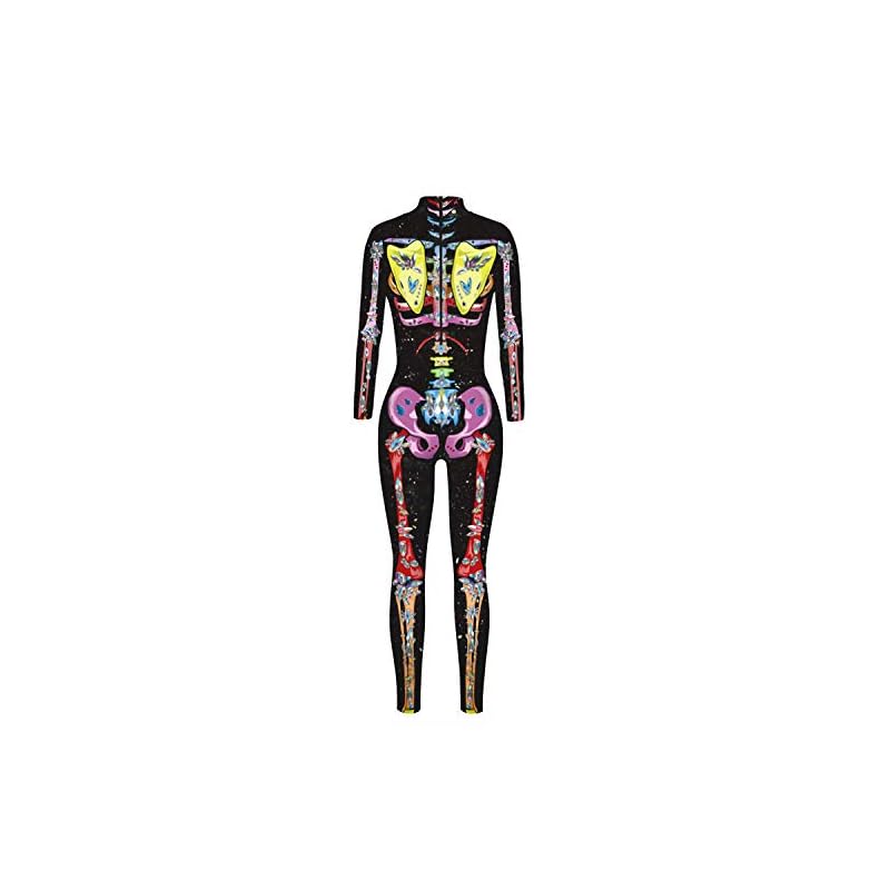 Honeystore-Womens-Skeleton-Print-Jumpsuit-Costume-3D-Stretch-Bodysuit-Cosplay