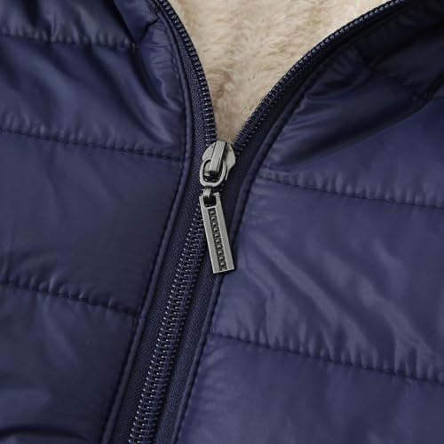 Navy Women's Lightweight Long Sleeve Hooded Puffer Jacket - Perfect for Winter Adventures! - Image 6