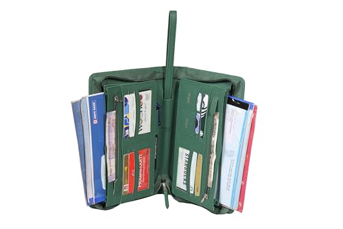 Image of Sukeshcraft Multiple Cheque Book Holder | Original PU Holds Upto 8 Cheque Books, FabricGreen