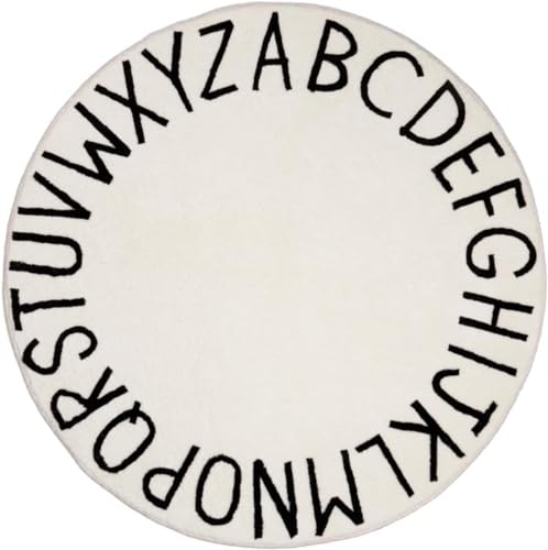 Image of HiiARug ABC Large Area Rug for Nursery Soft Kids Play Mat Round Educational Alphabet Floor Area Rugs Non-Slip for Children Toddlers Nursery Bedroom Living Room