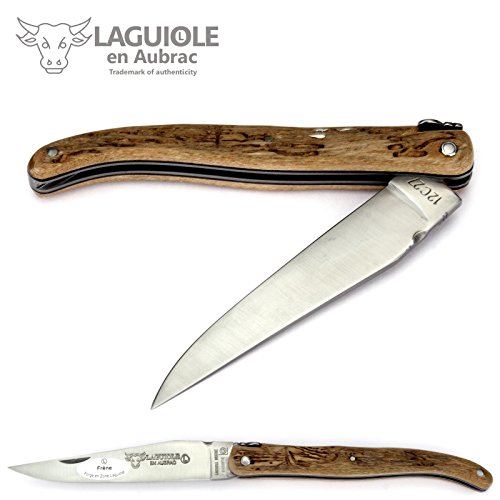 Laguiole En Aubrac Handmade French Knife - 12 Cm - Full Ash-Tree Handle - Blade Stainless Steel #TOP2