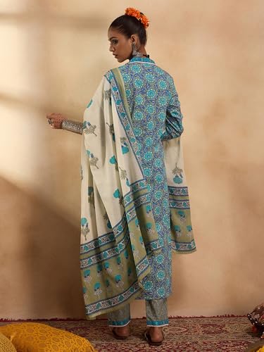 Image of INDO ERA Women Pure Cotton Kurta Set with Dupatta | Festive Suit Set, 5515
