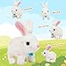 Easfan Bunny Plush Toy Jumping Spotted Rabbit Talking Hopping Ears Nose Moving Educational Plush Toy Singing Shaking Glowing Interactive Toy Electric for Toddlers Kids