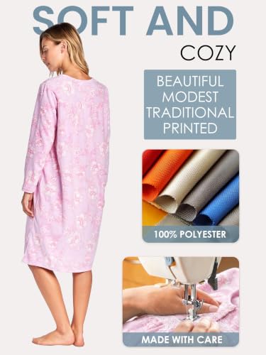 Image of Casual Nights Women's Cozy Long Sleeve Fleece Nightgown