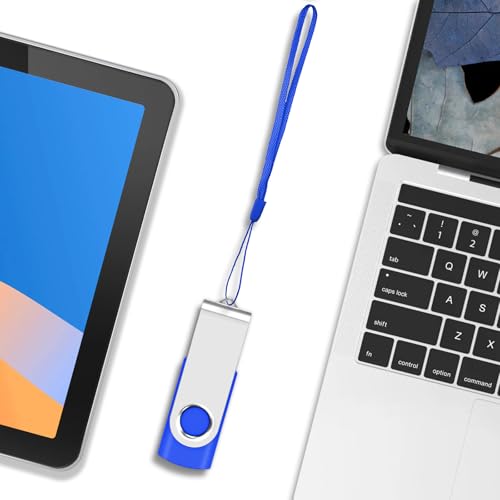 Image of USB 8GB Bulk Flash Drives 50 Pack, EASTBULL USB 2.0 Swivel Thumb Drives Pack Metal USB Drives Fold Storage (Blue)