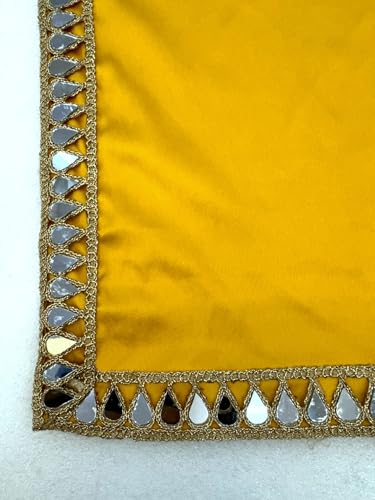 Image of Saree For Women Satin Silk With MIrror Border And Blouse Piece Wear For Party Wedding Farewell Plain Yellow