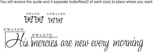 Tamaño personalizado 42 x 6 "His mercies are new every morning Vinilo para la pared calcomanía de la iglesia caligrafía religiosa Corinthians