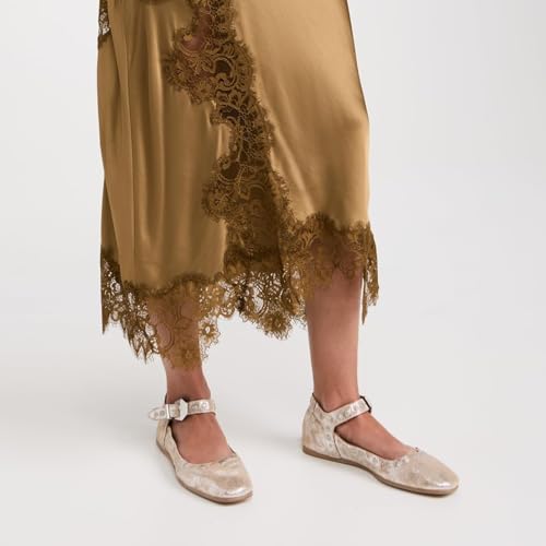 Women's Stud Mary Jane Flats Metallic Square Toe Ballet Flats Ankle Buckle Strap Comfy Ballerina Shoes4