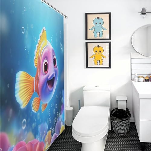 Rideau de douche poisson anti éclaboussures lavable en machine - 3