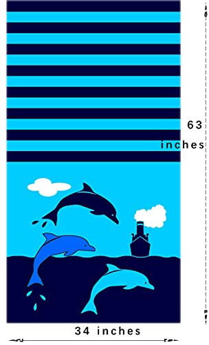 Yifontin Beach Towels For Adults Terry Blanket Throw 100% Cotton Extra Large 34X63 Inches For Bath Swimming Camping Travel, Shark Dolphin. #TOP6