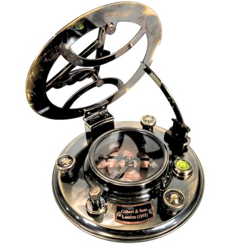 Antique Nautical Brass Sundial Compass – Gilbert & Sons Collectible with Wooden Box | Vintage Maritime Navigation Compass for Desk Display & Nautical Decor - Thumbnail 4