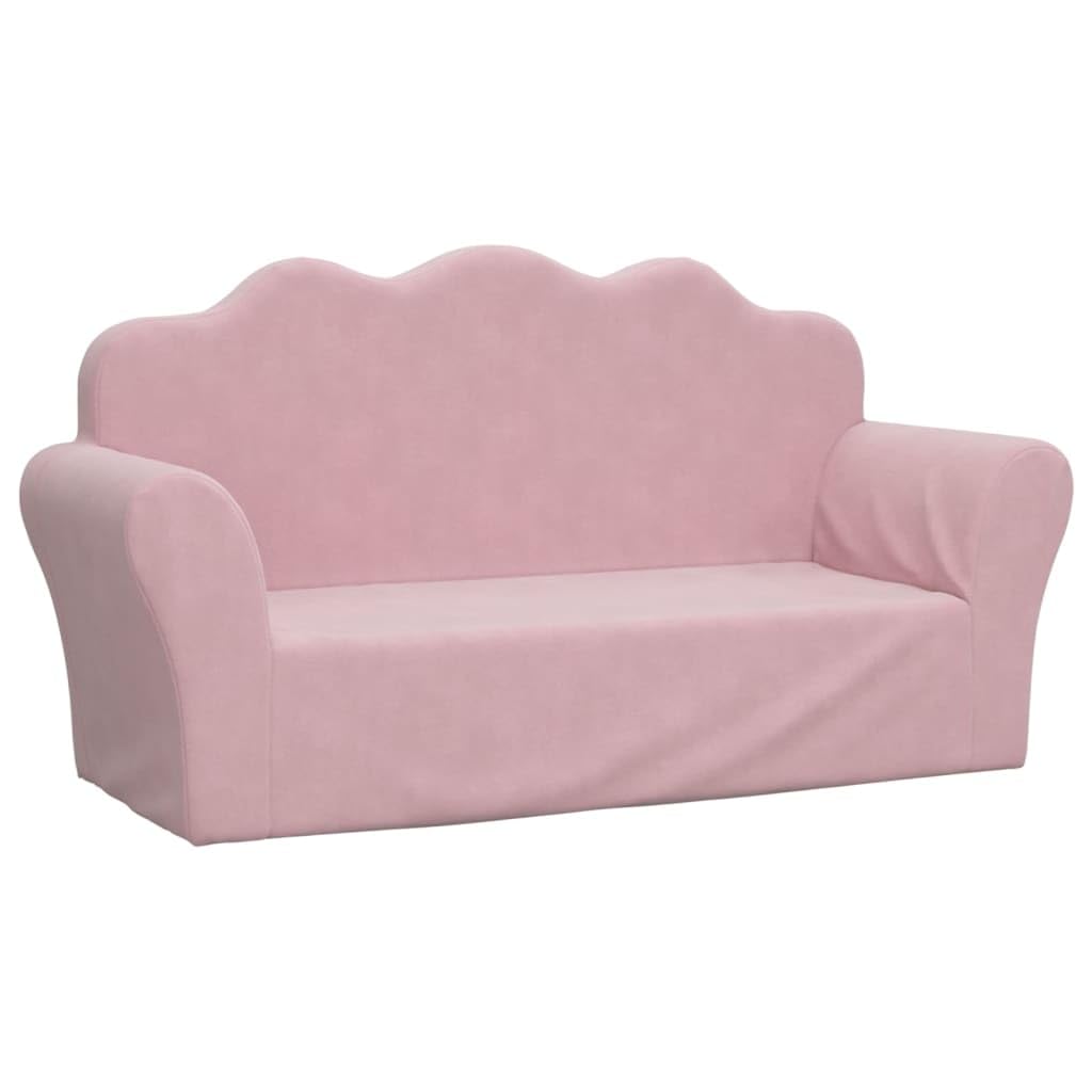 vidaXL Divano per Bambini a 2 Posti Rosa in Morbido Peluche