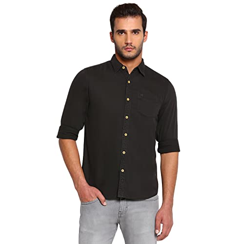 Image of Wrangler Men Charcoal OD Solid Regular FiT-Shirt