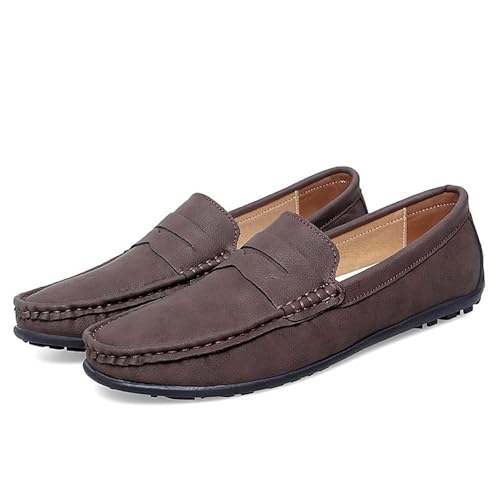 Mens Leather Loafers Slip On Driving Shoes Flat Heel Comfortable Walking Shoes Classic Solid Color Casual2