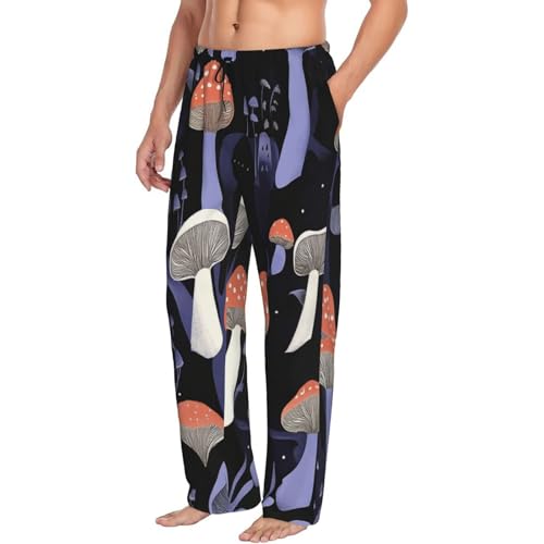 Black Cats Mushroom Pajama Pants Mens Lounge Sleep Pant Long Pajama Bottoms Drawstring Elastic with Pockets2