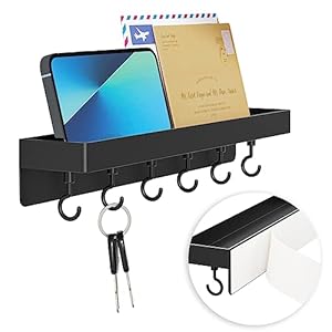 niffgaff Anti-Drop Key Holder for Wall, self Adhesive Key Rack, Black Key Holder Wall Mount, New Type Key Hangers for Wall Decor, Stainless Steel Key Hooks Mail Holder