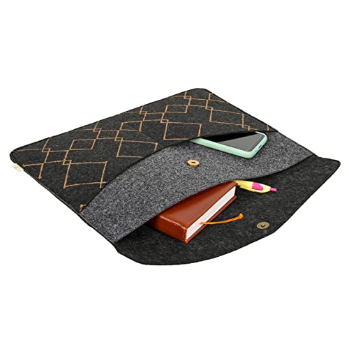 Image of OON Laptop Sleeve Stylish Black & Dark Grey Printed Felt for 13 Inch Device