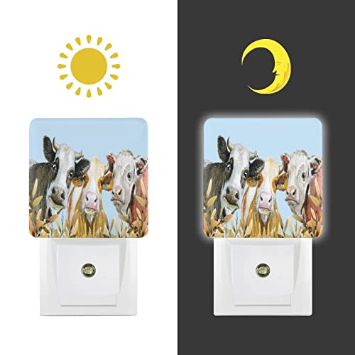 Acozuhse Led Night Lights Lamp With Dusk To Dawn Sensor, Watercolor Painted Cow Night Lamp, Night Lights Plug Into Wall For Kids Room, Bedroom, Bathroom, Kitchen, Hallway #TOP4