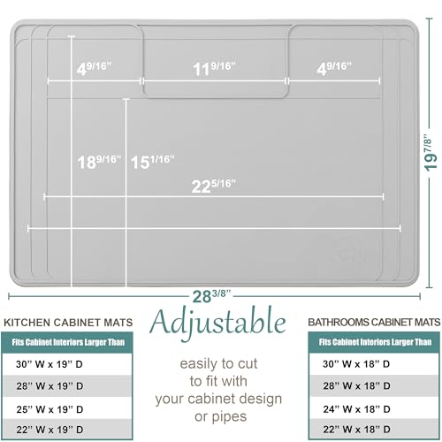 Image of Heavy-Duty Under Sink Mat - Waterproof Silicone Cabinet Liner for Kitchen & Bathroom | Protects from Leaks, Spills | Trimmable, Easy to Clean, Ideal for Homeowners | 28 inch x 19 inch or Smaller