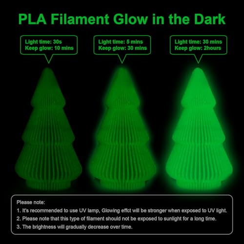 Image of 3D Printer Filament PLA Glow in The Dark Filament PLA 1.75mm 250g, 0.25kg Small Spool 3D Printing Luminous Filament 1.75mm Dimensional Accuracy + /- 0.02 mm, Fit Most FDM 3D Printers