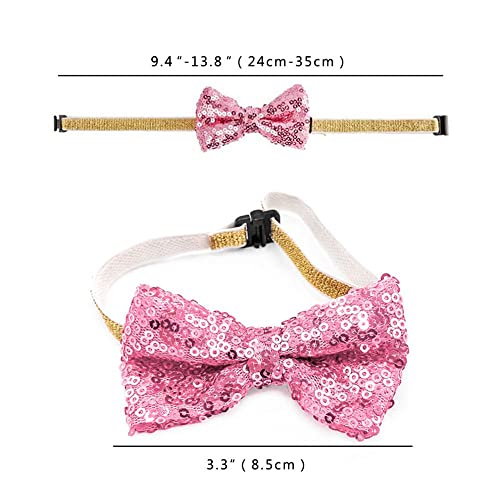 CHUYIX 4Pcs Einstellbare Pailletten Hund Fliege Halsbänder Haustierhalsbänder Hundepflege Zubehör Weihnachten Urlaub Pailletten Haustierhalsband Katze Welpen Kaninchen Elastisches Halsband