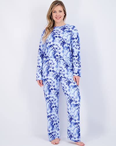 Real Essentials Women’s Long Sleeve Pajama Sets Ladies Soft Winter Fall Sleepwear Pajamas Clothes Loungewear Long Sleeve Tops Pants Bottoms Fall Warm Silky Pj Sets For Women, Set 9, Large, Pack Of 2 #TOP2