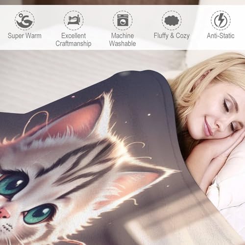 Manta de gato de franela suave para sofá y cama 100x130 cm 6